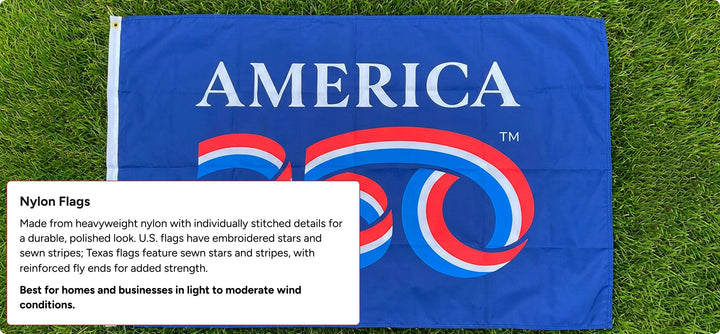 America 250 Flags – Outdoor Nylon – Made In USA