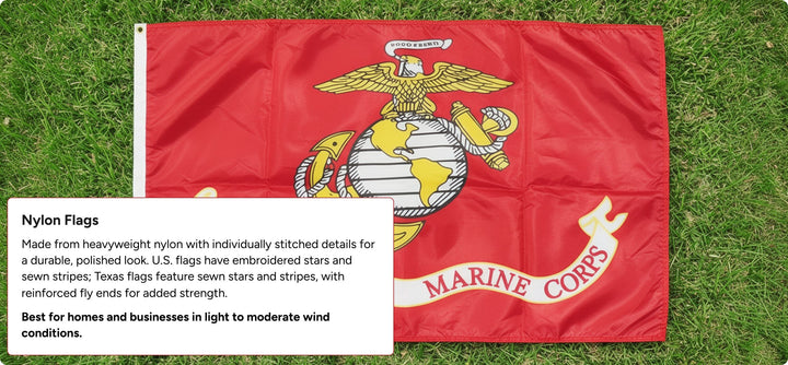 US Marine Corps  Flags – Outdoor Nylon – Made In USA
