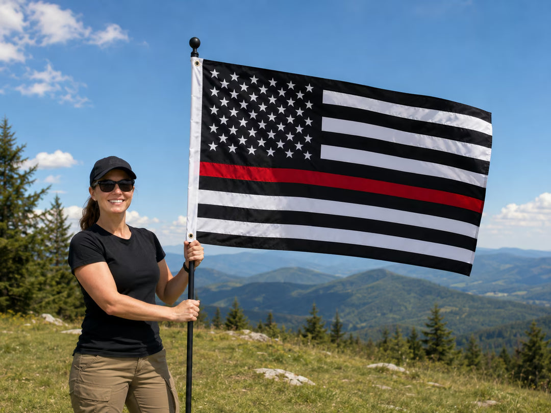 US Thin Red Line Firefighter Flag